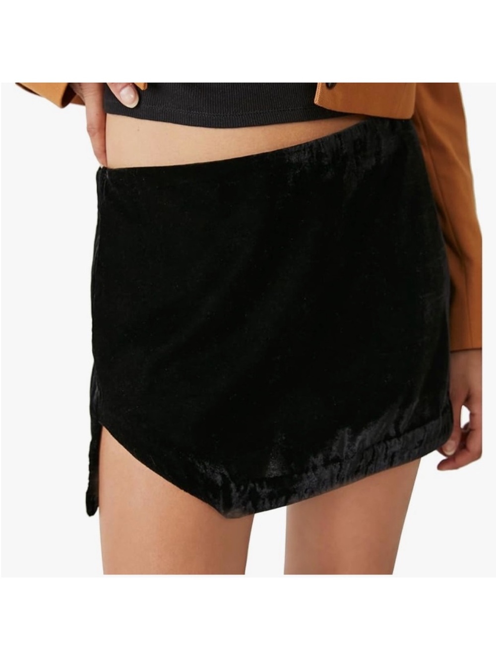 Free People Black Velvet Mini Skirt